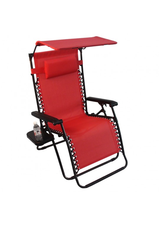 Oversized Zero Gravity Chair with Sunshade and Drink Tray - Red