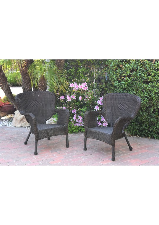 Set of 2 Windsor Espresso Resin Wicker Chair without Cushions