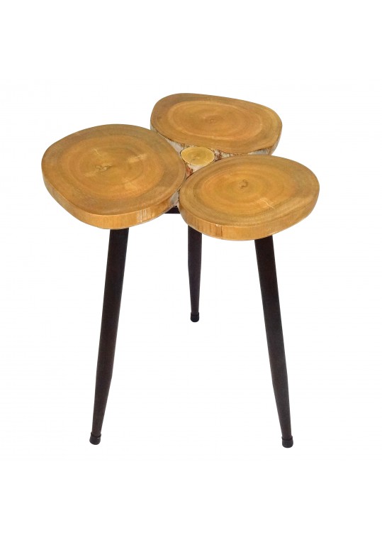 Triple Ring Wooden Accent Table