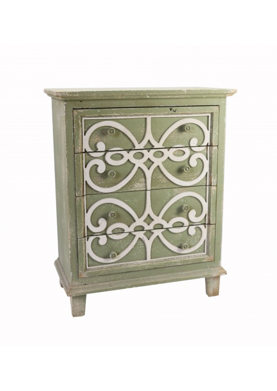 Sage Green 4-Tiered Drawer with White Pattern