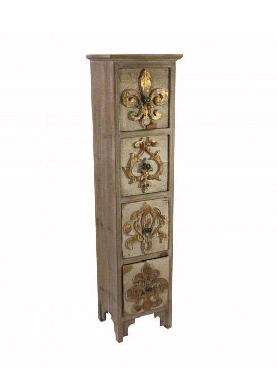 Wooden Cabinet with Fleur-de-lis Design