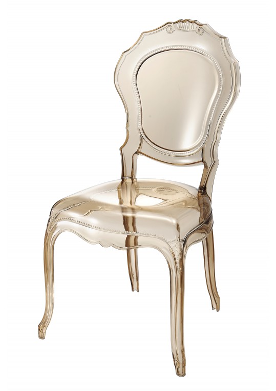 Amber-colored Plastic Armless Chair (Set of 2)