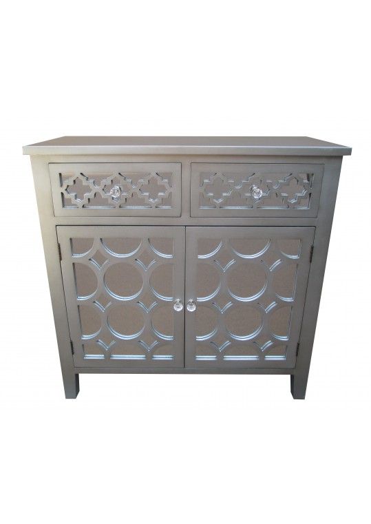 32 Inch H Grey Wooden Accent Cabinet