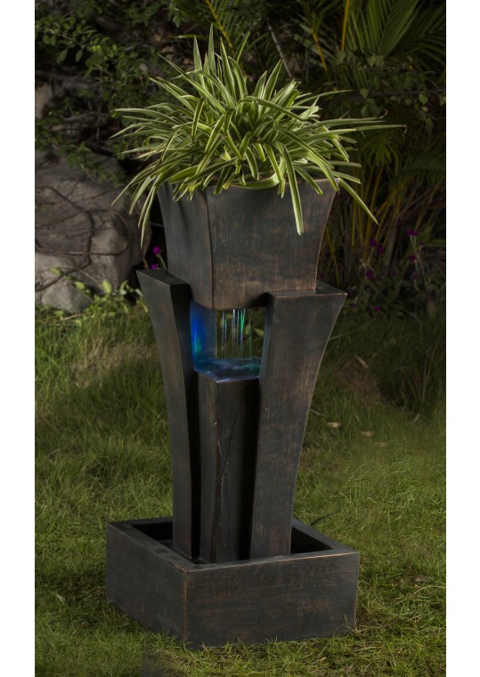 Raining Water Fountain With Planter With Led Light