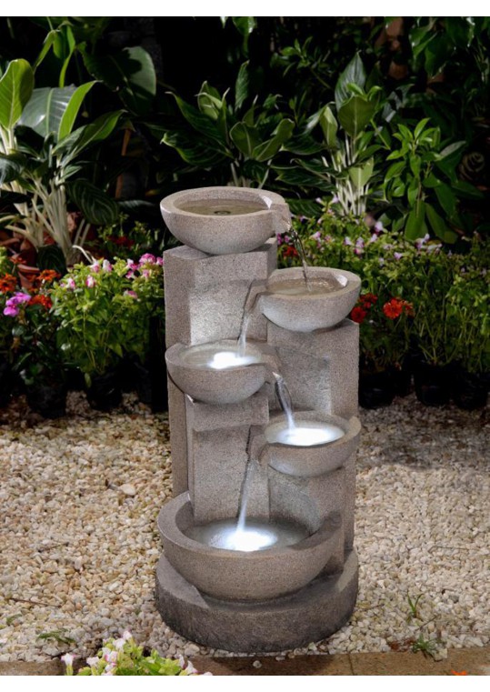 Multi-tier Bowls Water Fountain with Led Light