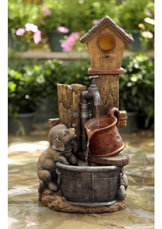 Birdhouse and Dog Water Fountain