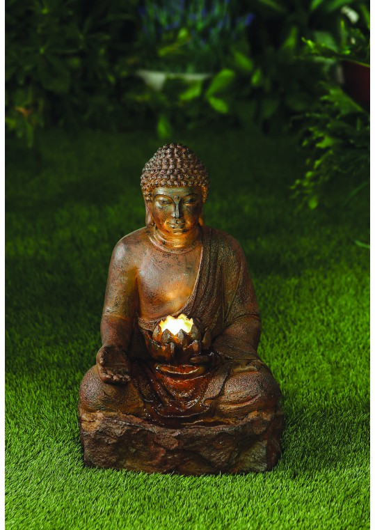 Rustic Buddha Water Fountain with LED Lighting