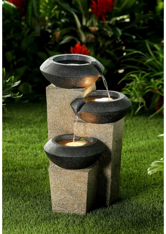 Three-Tiered Modern-Style Illuminated Water Fountain