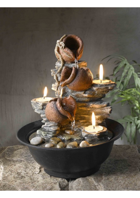 Tavolo Luci Mini Pot Tabletop Fountain with Candle