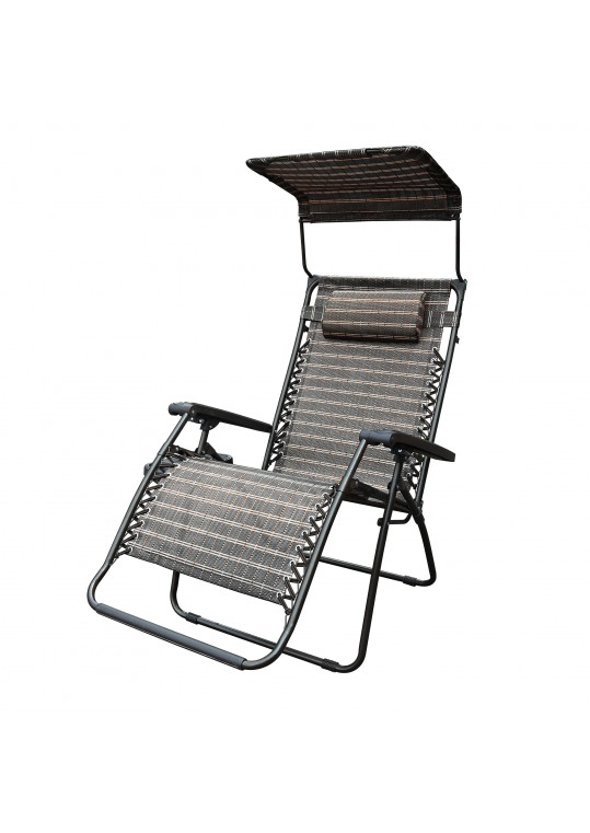 Oversized Zero Gravity Chair with Sunshade and Drink Tray - Black and Tan