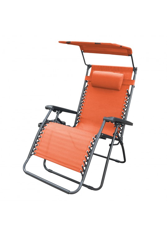 Oversized Zero Gravity Chair with Sunshade and Drink Tray - Orange