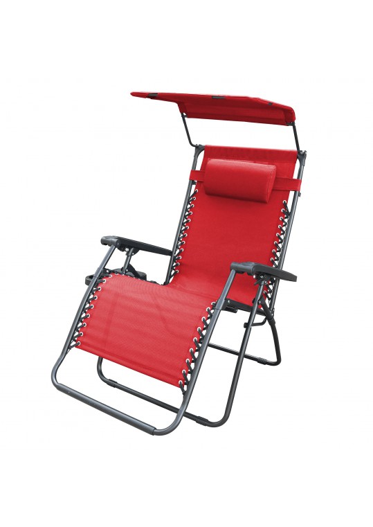 Oversized Zero Gravity Chair with Sunshade and Drink Tray - Red
