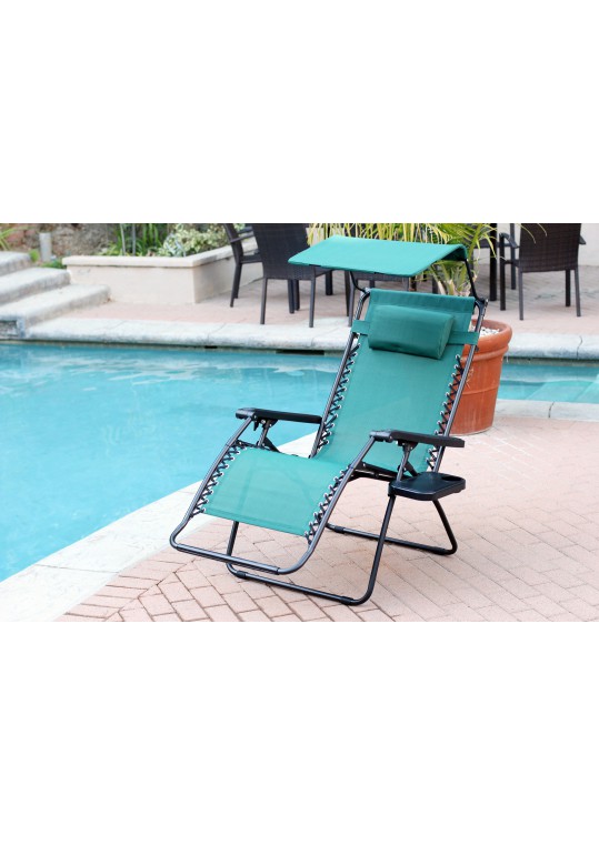 Oversized Zero Gravity Chair with Sunshade and Drink Tray - Green