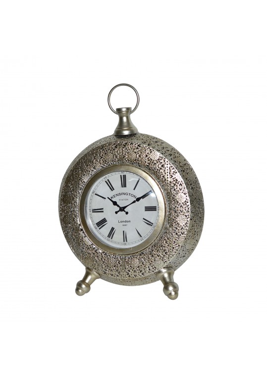 11.5 Inch Silver Metal Table Clock