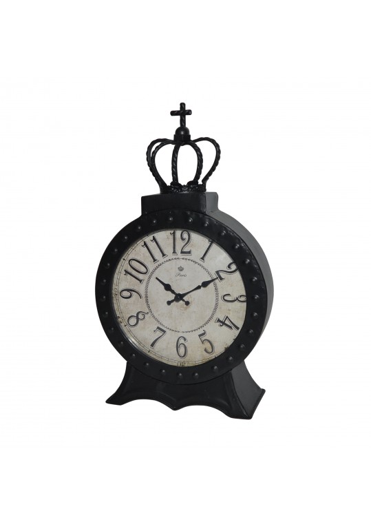 8 Inch Black Metal Table Clock