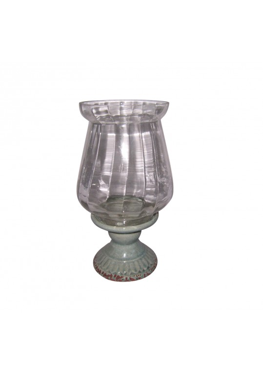 15 Inch Creamic Glass Hurricane Candle Holder