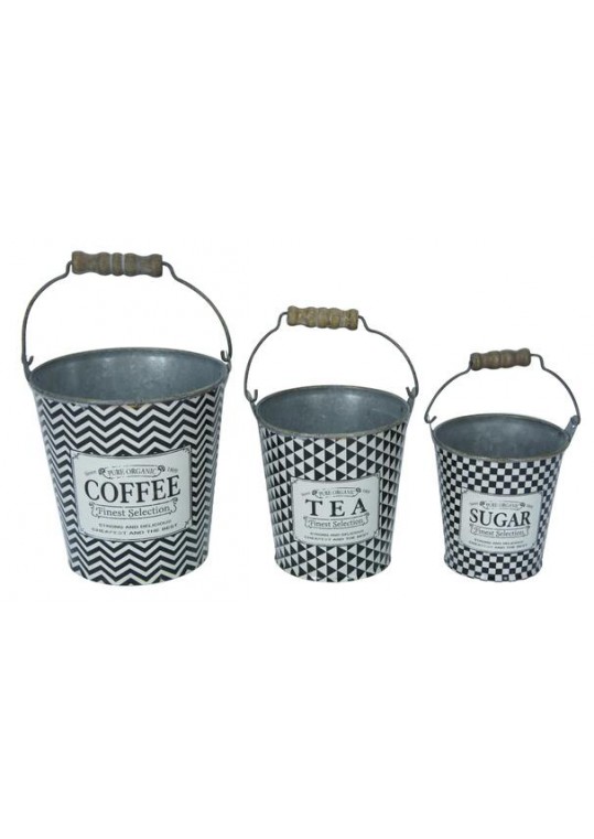 Decorative Tin Bucket (Set of 3)