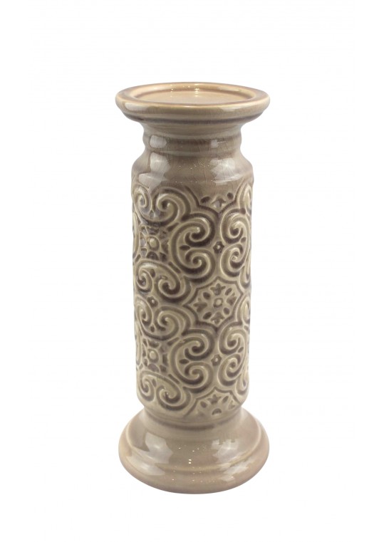 12 Inch Scroll Candle Holder-Blue