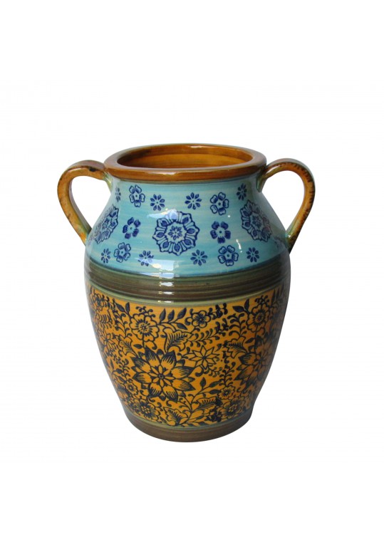 Blue & Yellow Vase with Handle