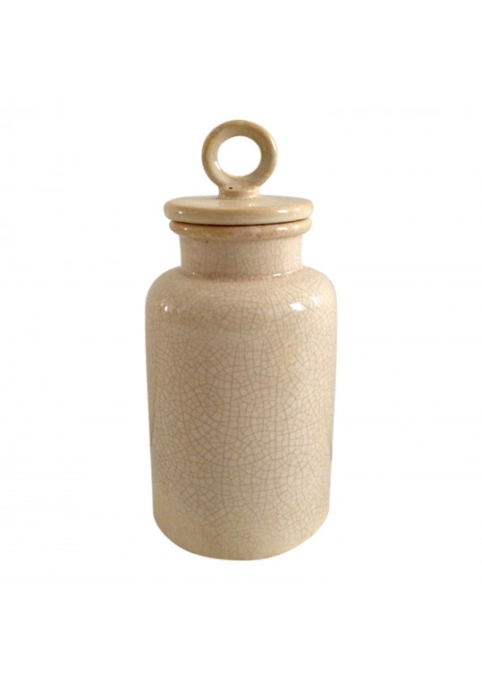 Medium Cream Distress Lidded Jar