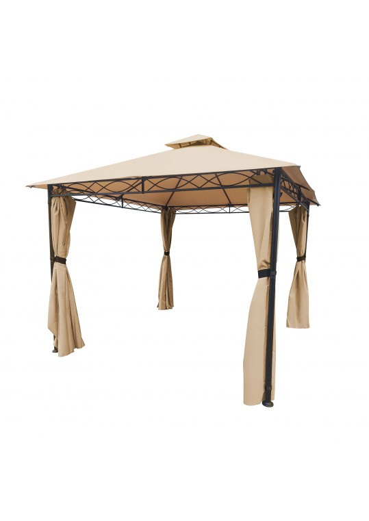 10FT X 10FT WITH 2-TIER SOFT TOP GAZEBO/DARK TAN COLOR