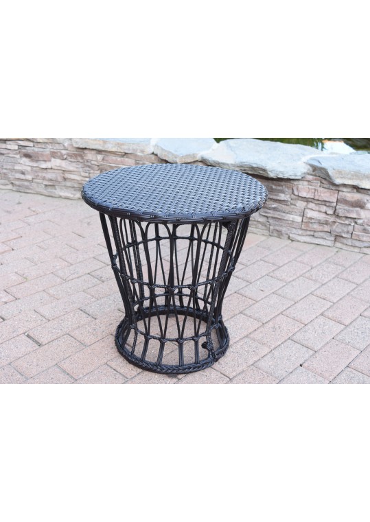 Papasan Espresso Resin Wicker Side Table