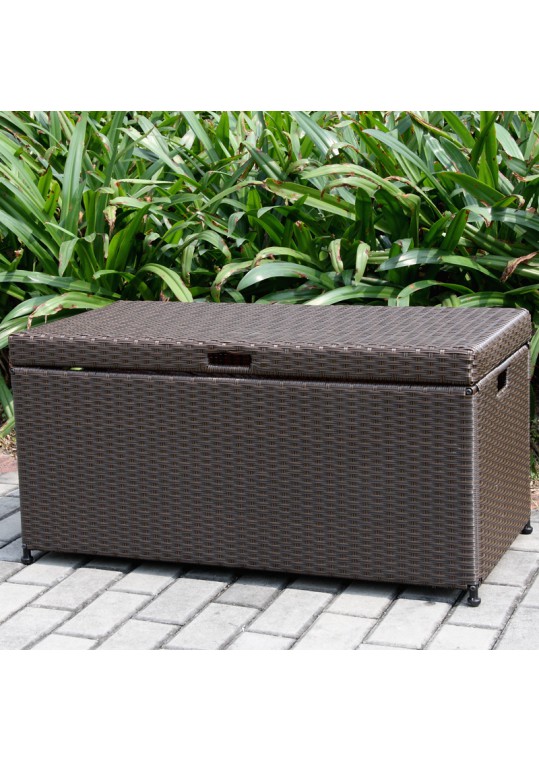 Espresso Wicker Patio Furniture Storage Deck Box