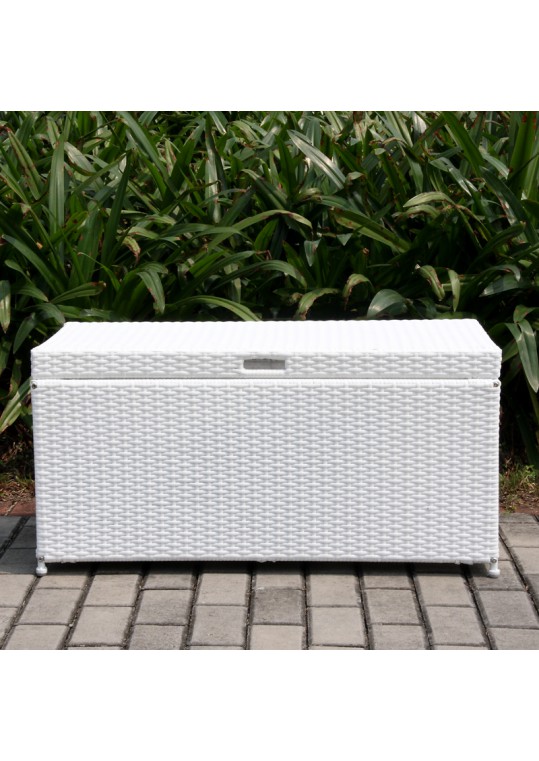 White Wicker Patio Furniture Storage Deck Box