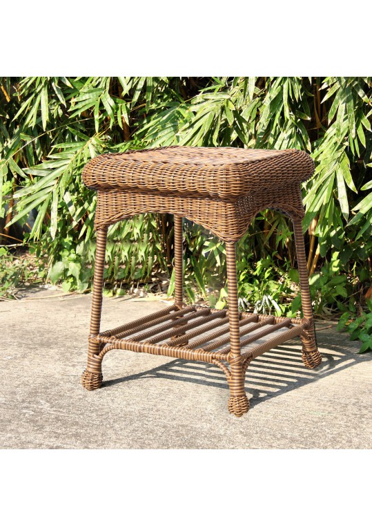 Outdoor Honey Wicker Patio Furniture End Table