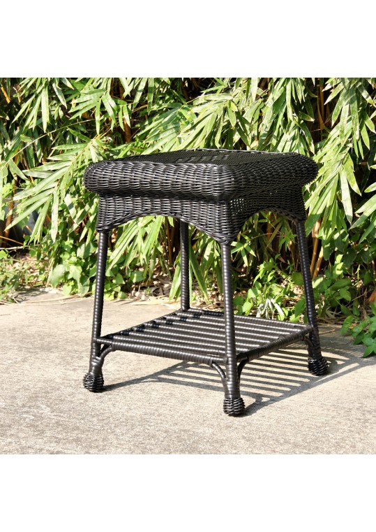 Outdoor Black Wicker Patio Furniture End Table