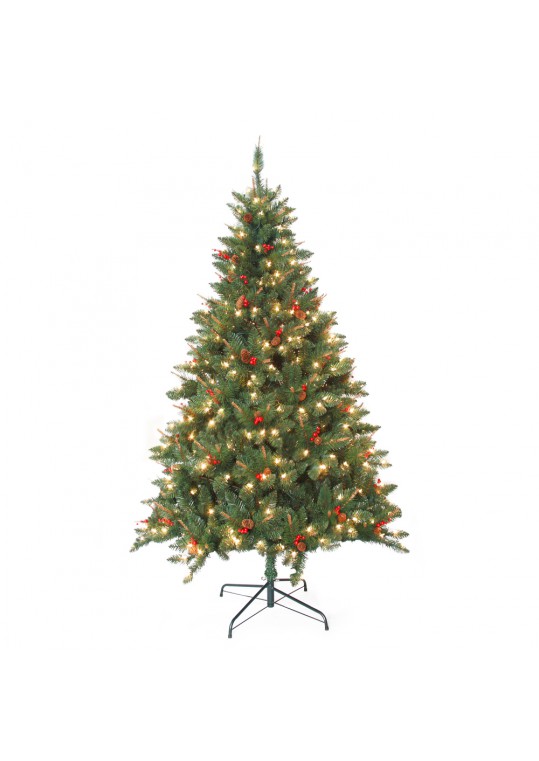 7 Feet. Pre-Lit Berrywood Pine Artificial Christmas Tree