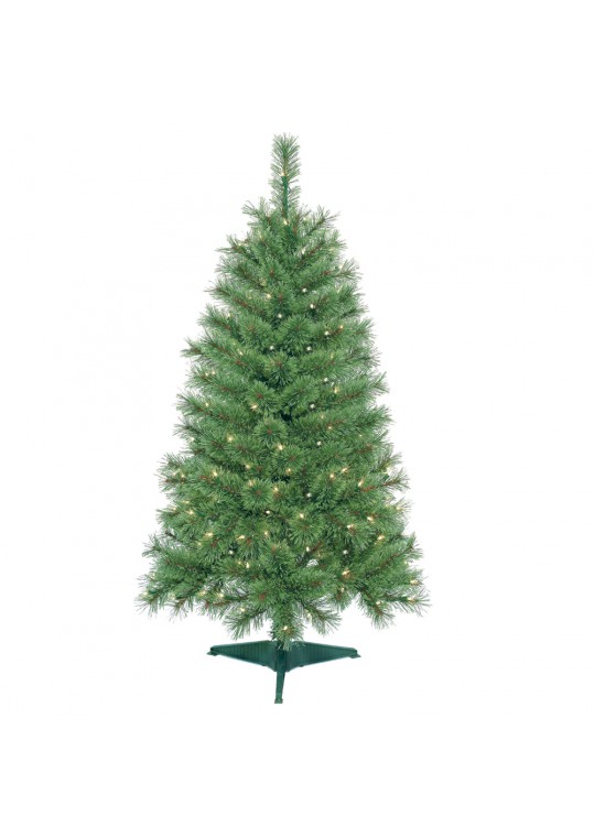 4 Feet. Pre-Lit Artificial Christmas Tree