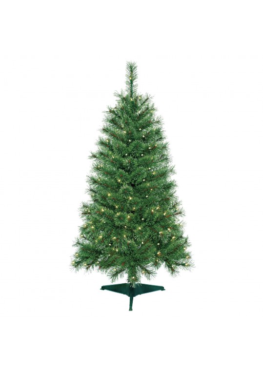 4 Feet. Pre-Lit Artificial Christmas Tree