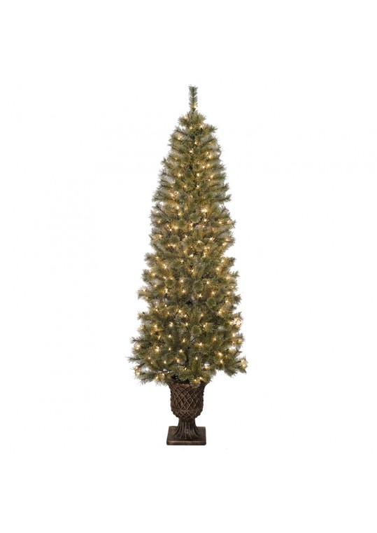 7 Feet. Pre-Lit Artificial Christmas Tree With Urn Base