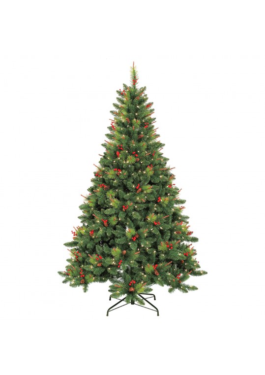 7 Feet. Pre-Lit Berrywood Pine Artificial Christmas Tree