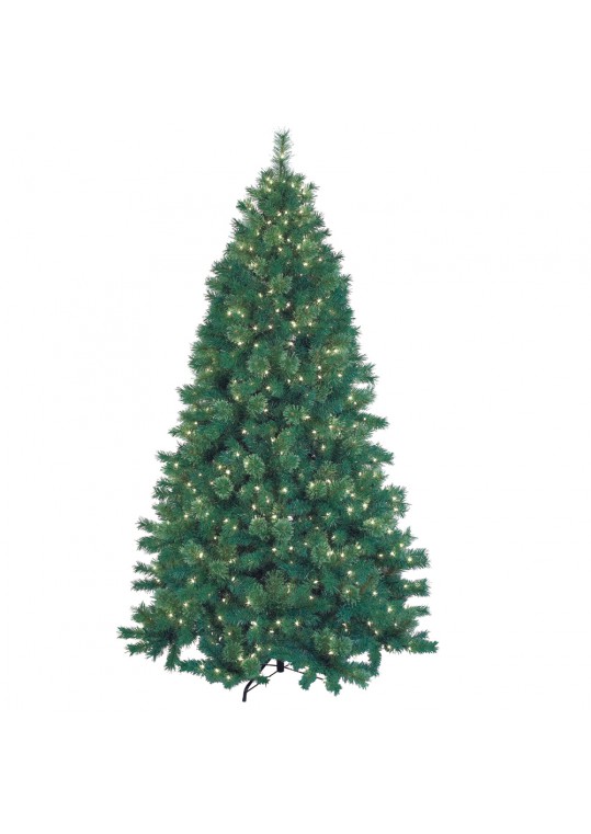 7.5 Feet. Pre-Lit Artificial Christmas Tree With Metal Base