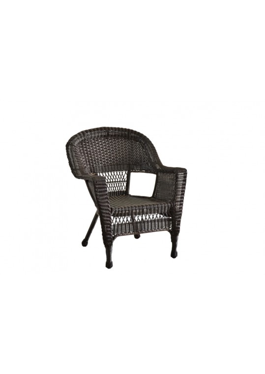 Espresso Wicker Chair Without Cushion - Set of 4