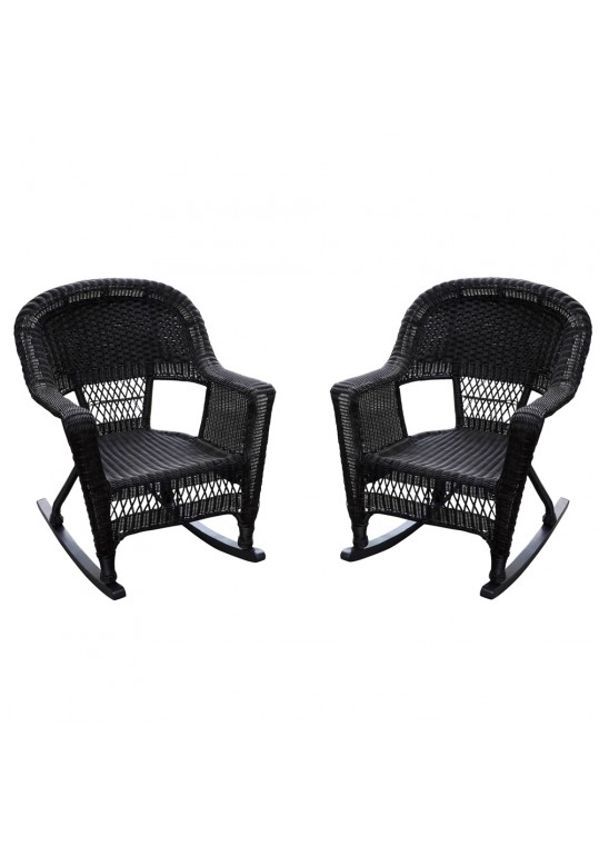 Espresso Rocker Wicker Chair Without Cushion-  Set of 2