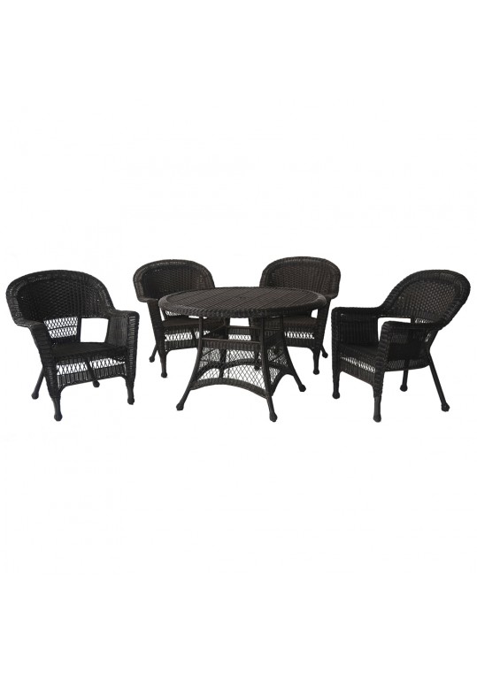 5pc Espresso Wicker Dining Set Without Cushion
