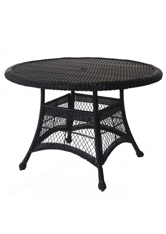 Espresso Wicker 44 Inch Round Dining Table