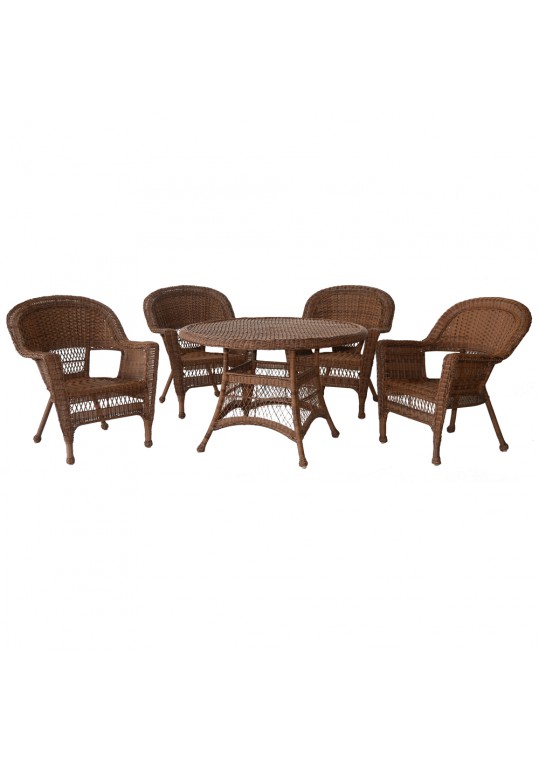 5pc Honey Wicker Dining Set Without Cushion