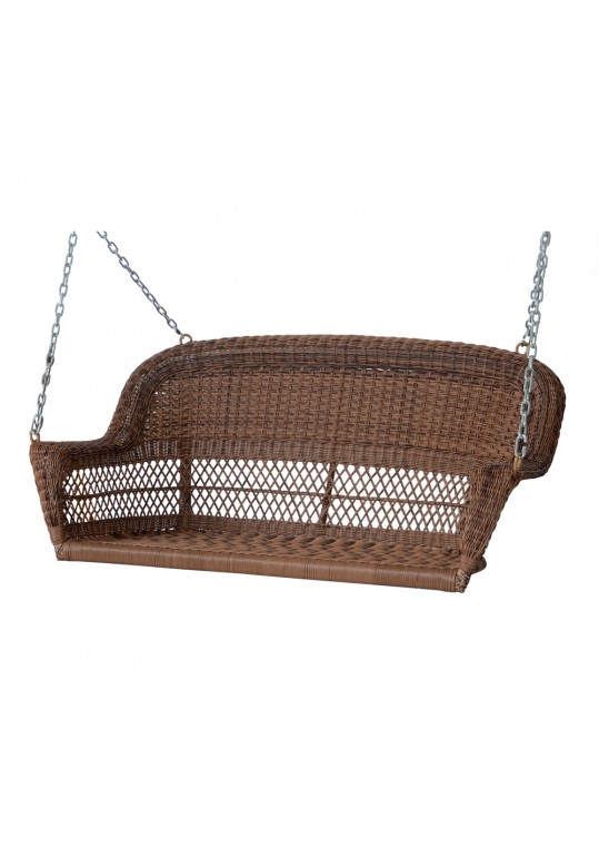 Honey Resin Wicker Porch Swing