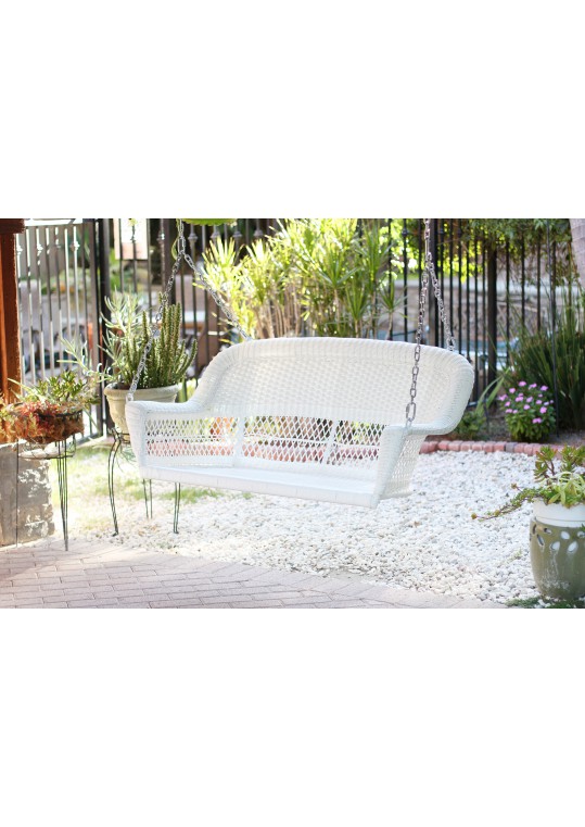 White Resin Wicker Porch Swing