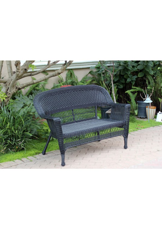 Black Wicker Patio Love Seat