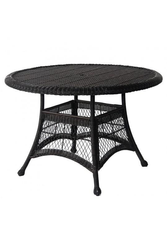 Black Wicker 44 Inch Round Dining Table