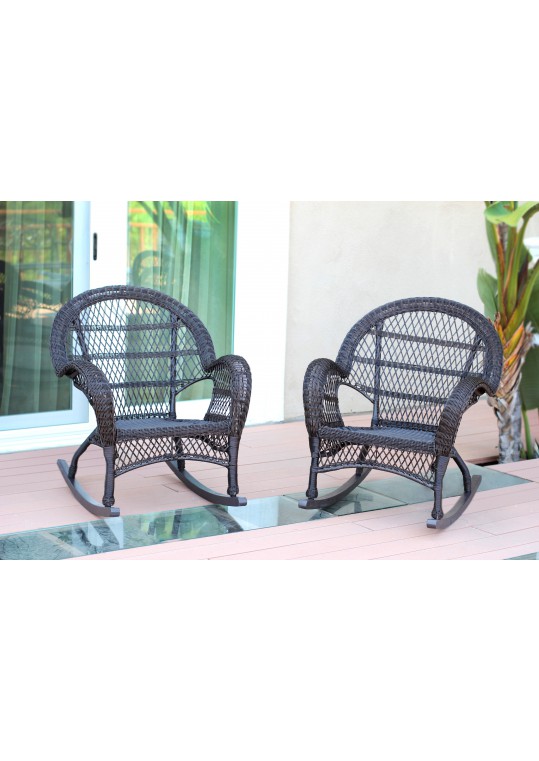 Santa Maria Espresso Rocker Wicker Chair - Set of 2