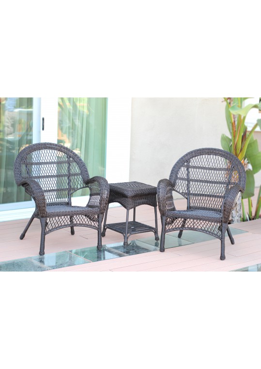 3pc Santa Maria Espresso Wicker Chair Set Without Cushion