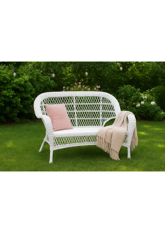 Santa Maria White Wicker Patio Love Seat