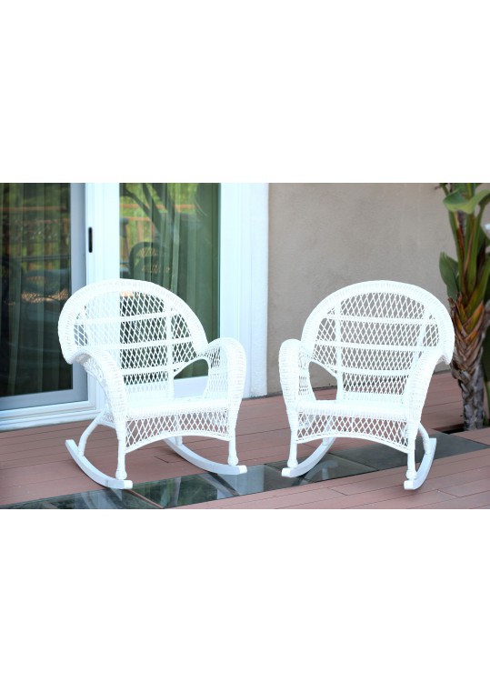 Santa Maria White Rocker Wicker Chair - Set of 2