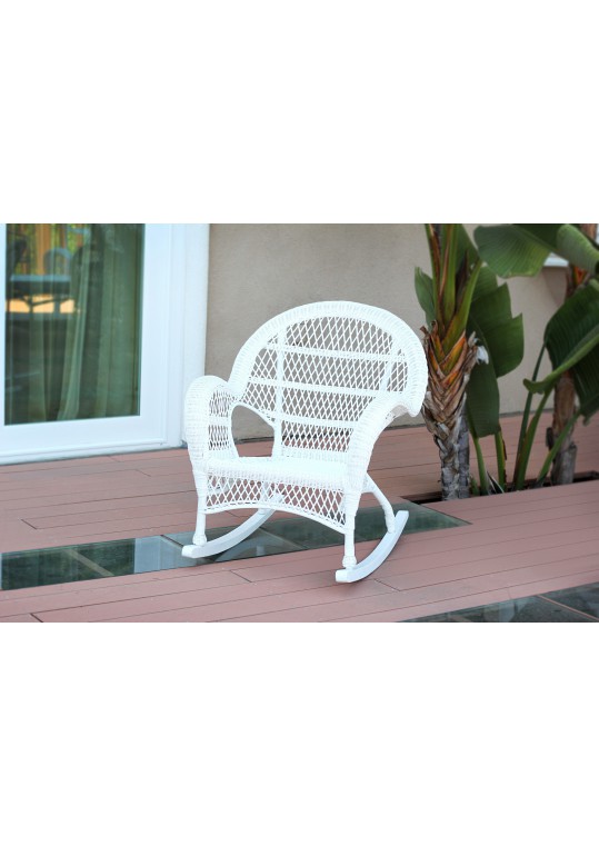 Santa Maria White Rocker Wicker Chair - Set of 4